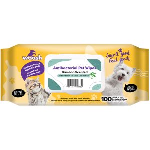 WS-ABWIPES-BAM Woosh Antibacterial Pet Wipes Bamboo Scented 100 sheets